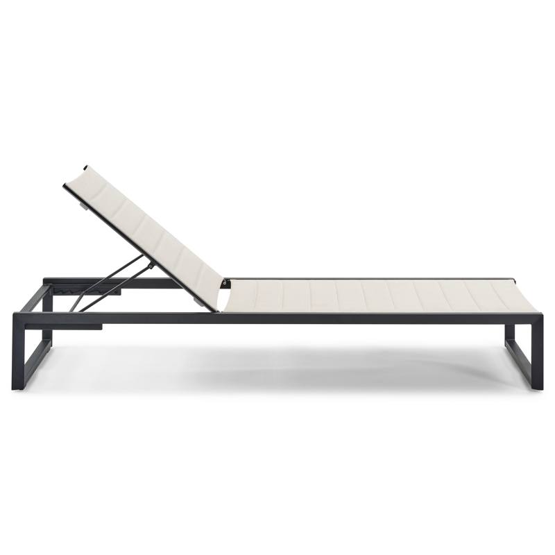Cirello verstelbaar ligbed in zwart aluminium en beige comfort textilene