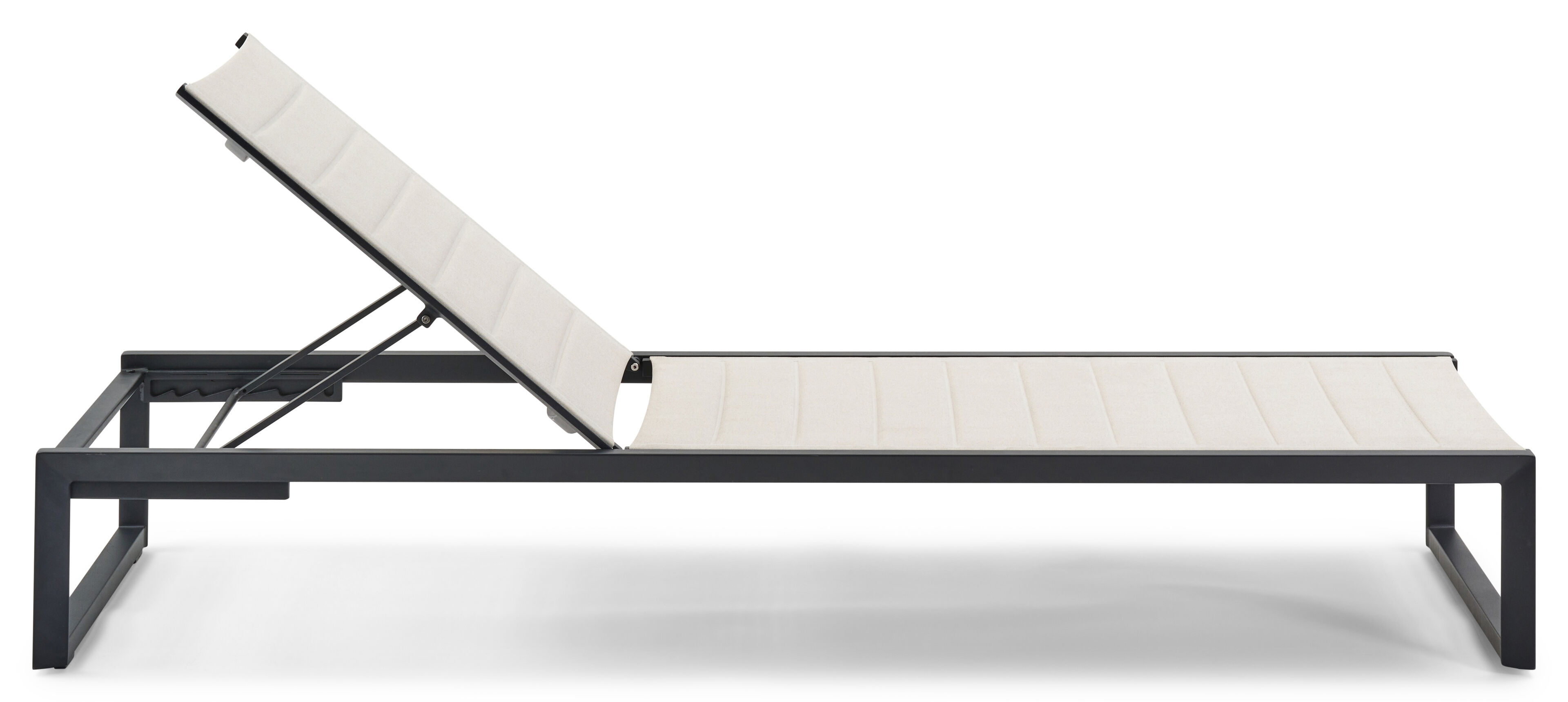 Cirello verstelbaar ligbed in zwart aluminium en beige comfort textilene
