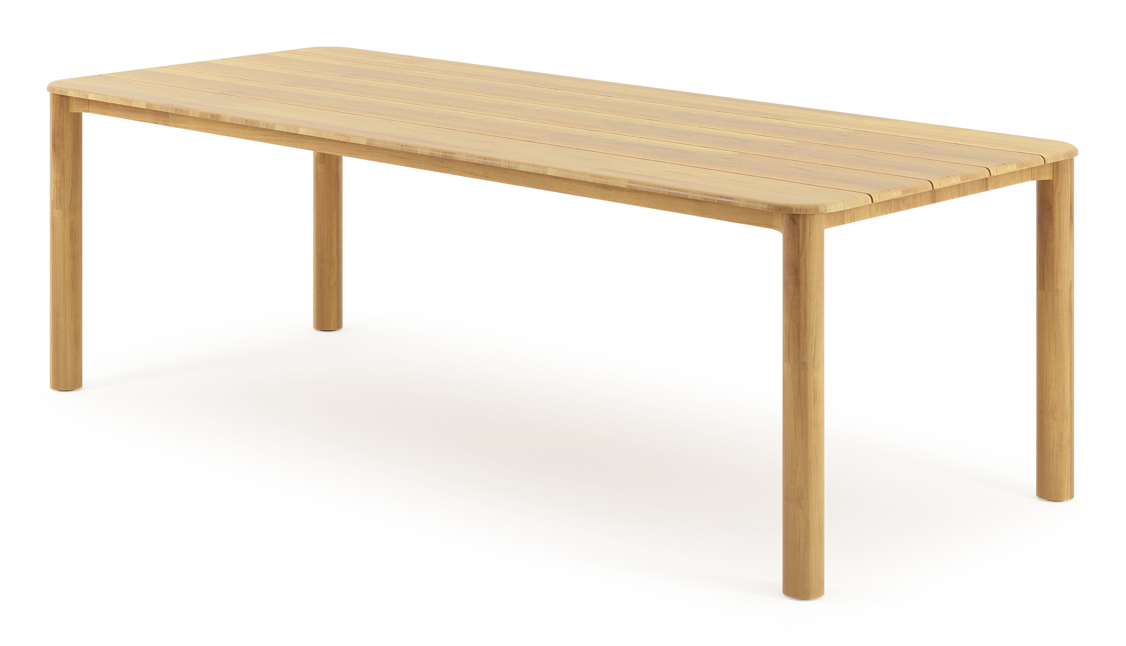 Table de jardin Orso rectangulaire arrondi en teck - Lg. 240 x Lrg. 100 x Haut. 74 cm