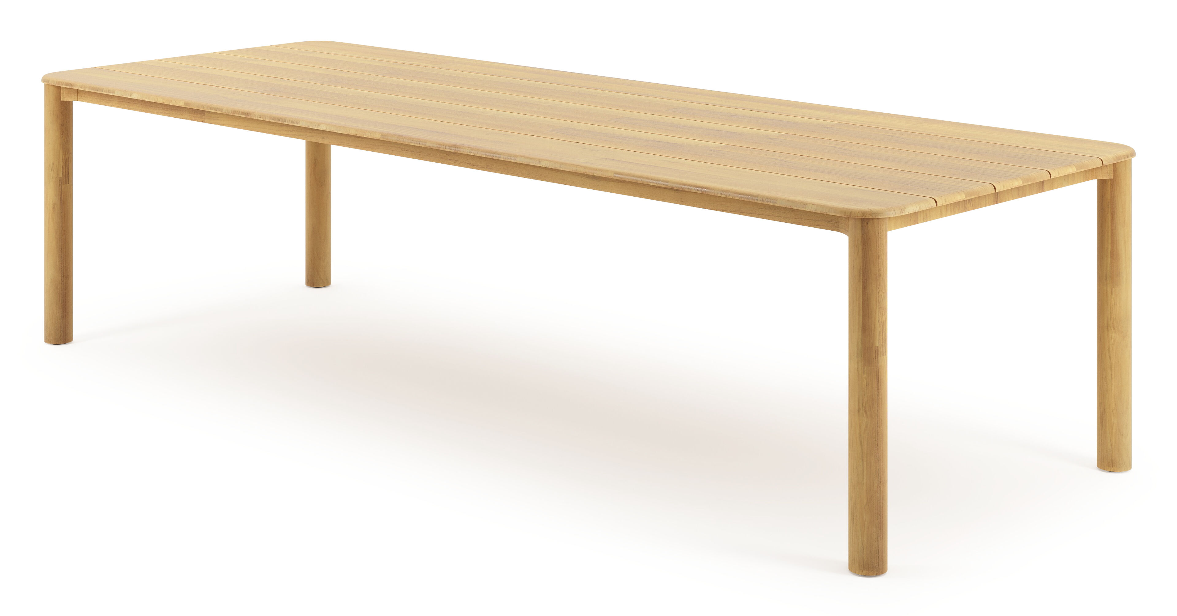 Table de jardin Orso rectangulaire arrondi en teck - Lg. 290 x Lrg. 110 x Haut. 75 cm