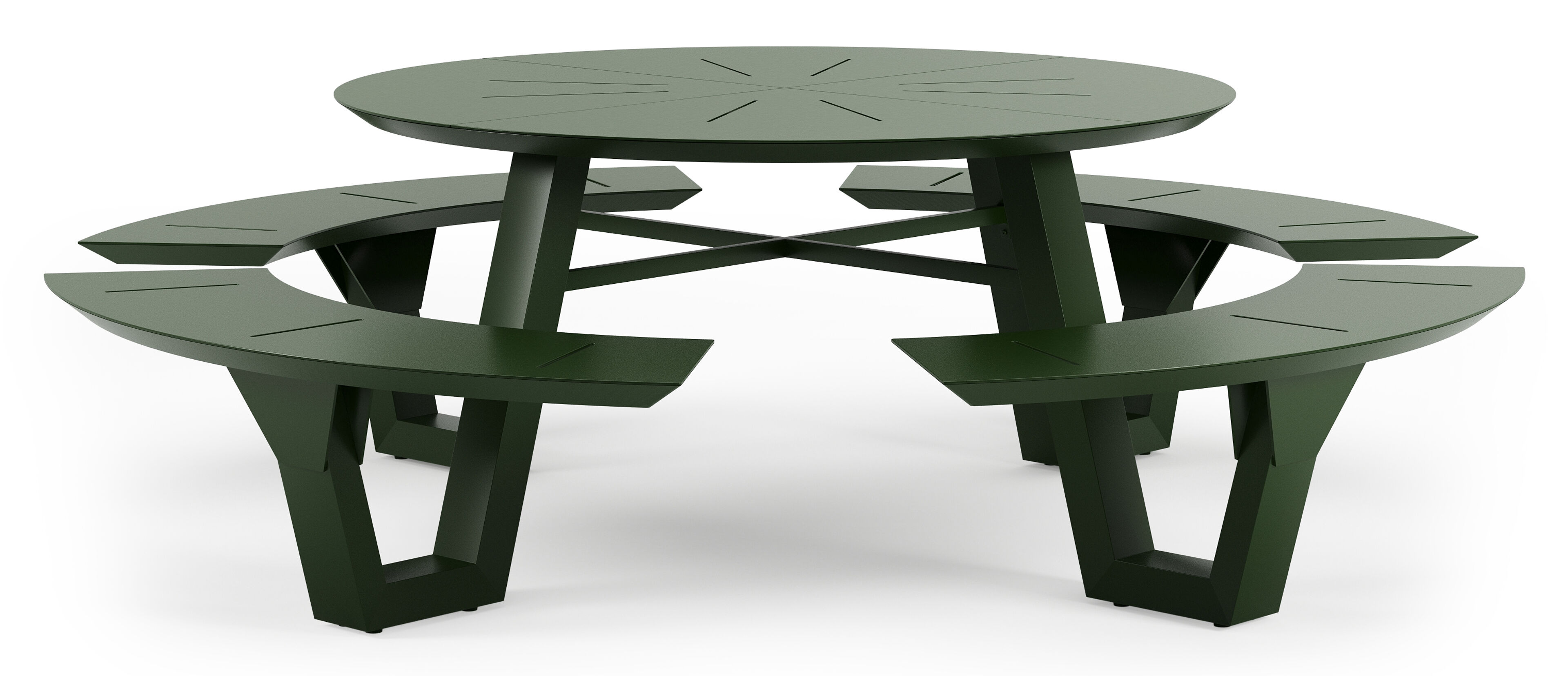 Table de pique-nique Rondino en aluminium vert - Diam. 236 x Haut. 72 cm