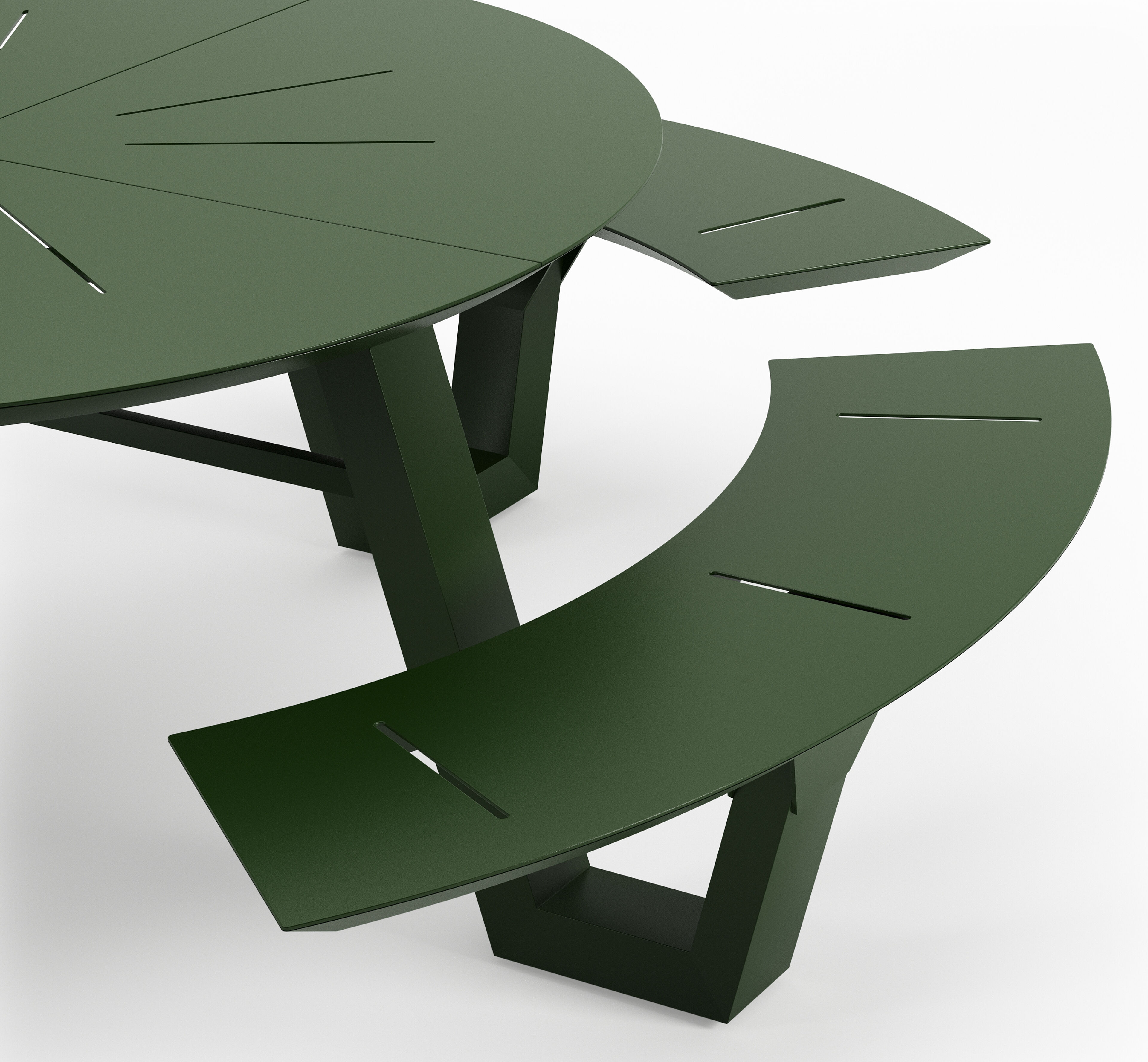 Table de pique-nique Rondino en aluminium vert - Diam. 236 x Haut. 72 cm