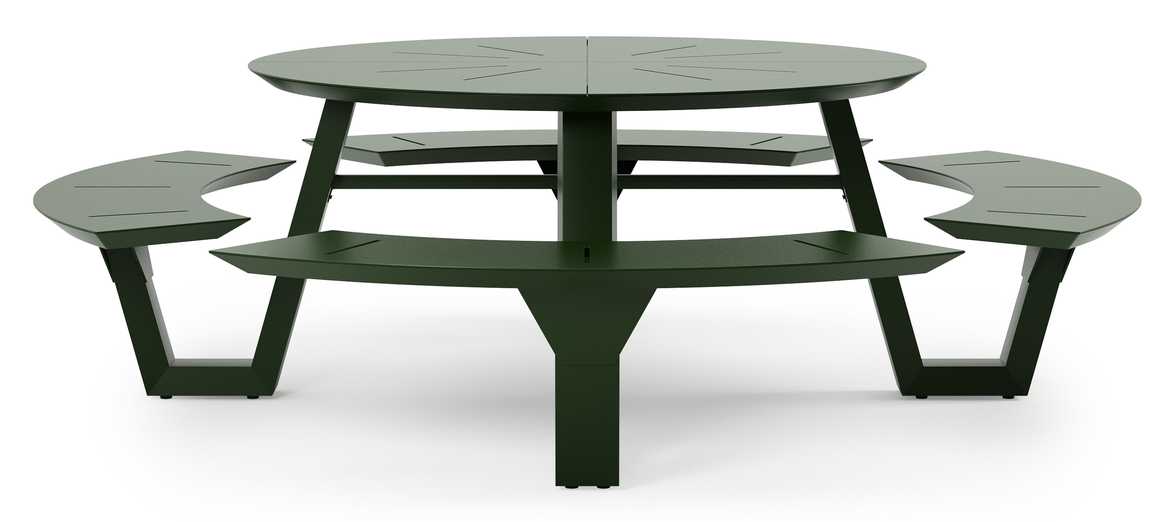 Table de pique-nique Rondino en aluminium vert - Diam. 236 x Haut. 72 cm