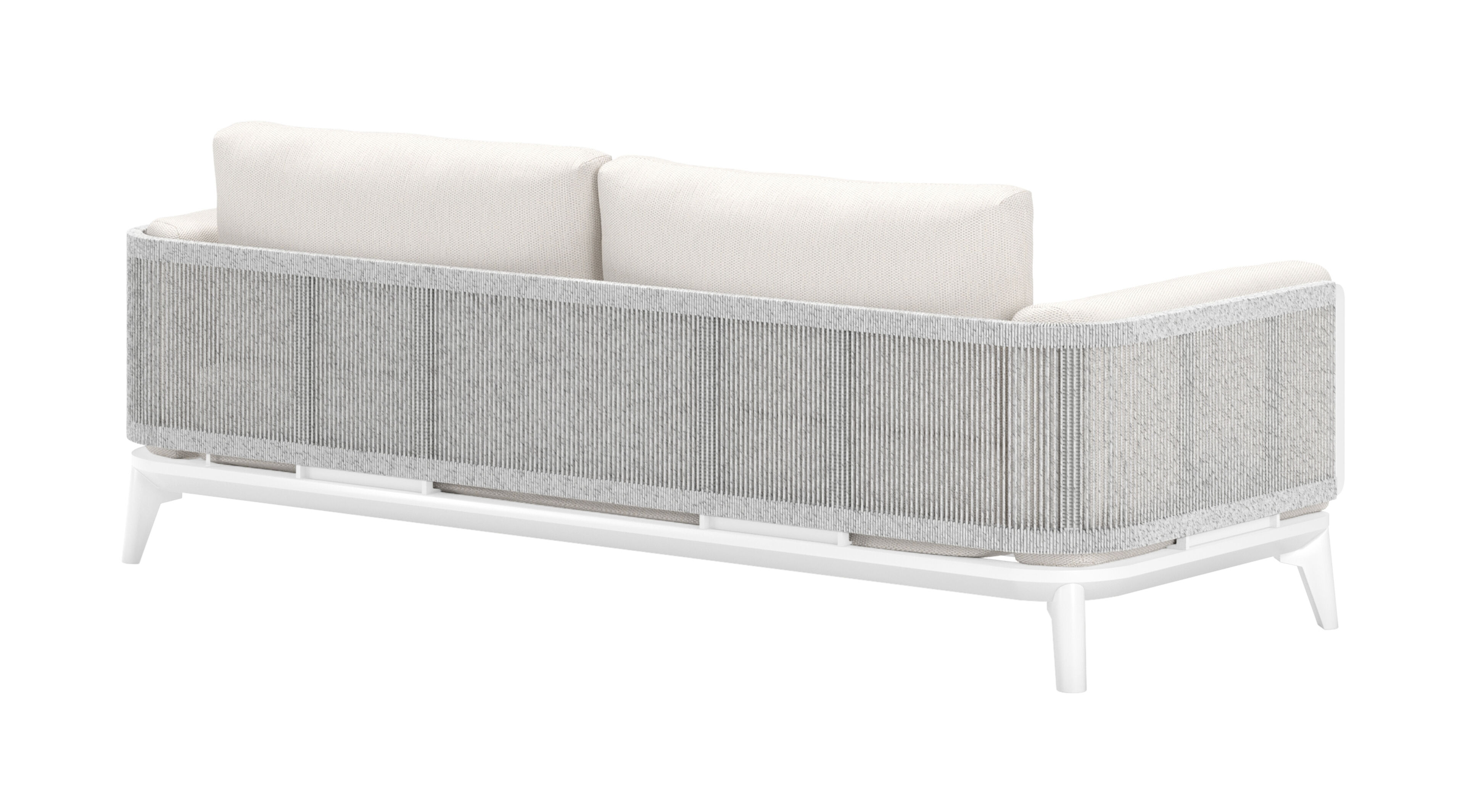 Mosa loungeset in wit aluminium en wit-grijs gedraaide ronde wicker met sand weather+ softtouch kussens