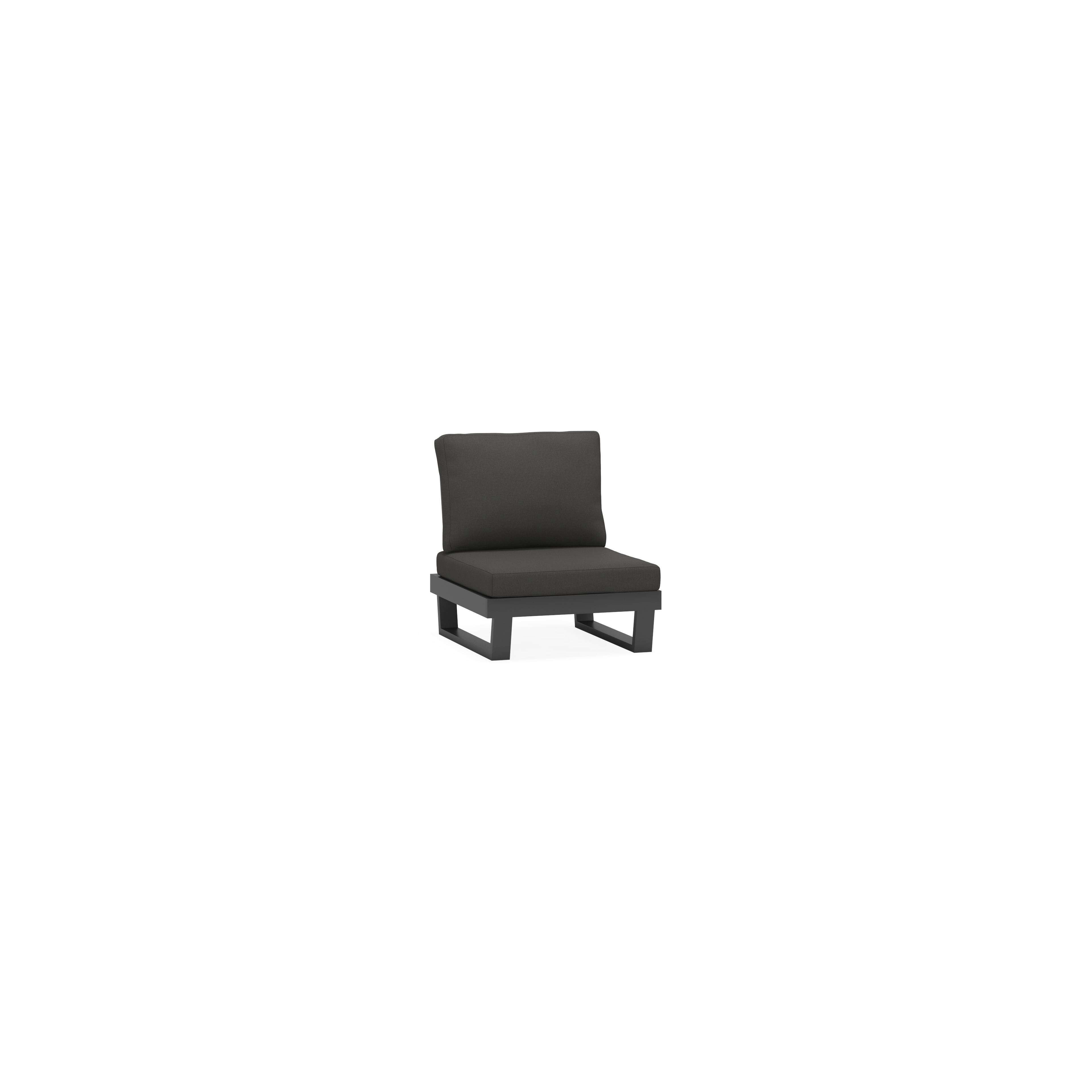 Modica loungestoel in zwart aluminium met natte sooty all weather sunbrella® premium kussens