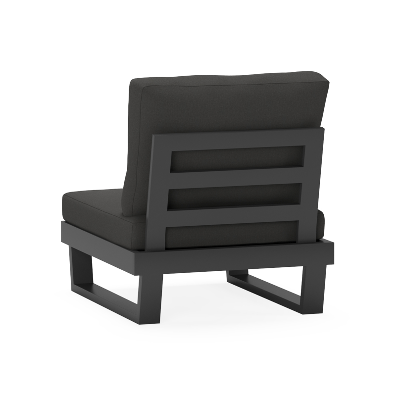 Modica loungestoel in zwart aluminium met natte sooty all weather sunbrella® premium kussens