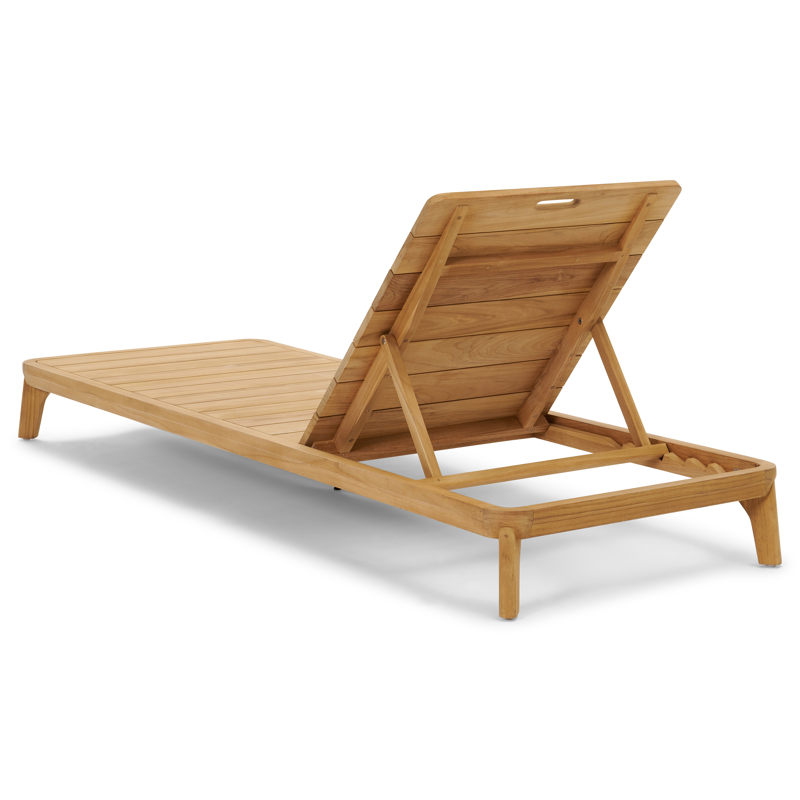 Chaise longue réglable Orso en teck avec all weather sunbrella® luxe lopi marble coussin