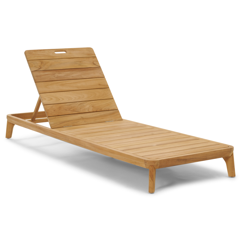 Chaise longue réglable Orso en teck avec all weather sunbrella® luxe lopi marble coussin
