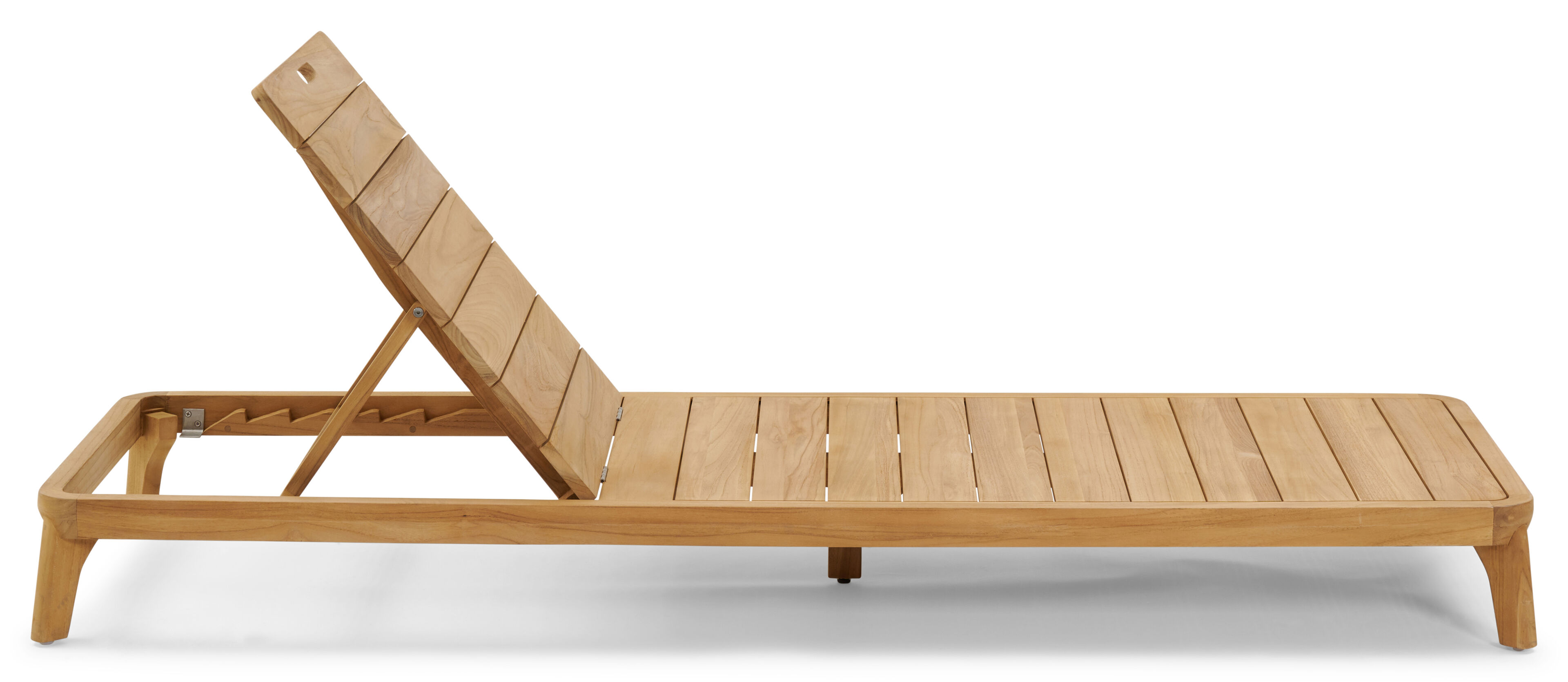 Chaise longue réglable Orso en teck avec all weather sunbrella® luxe lopi marble coussin