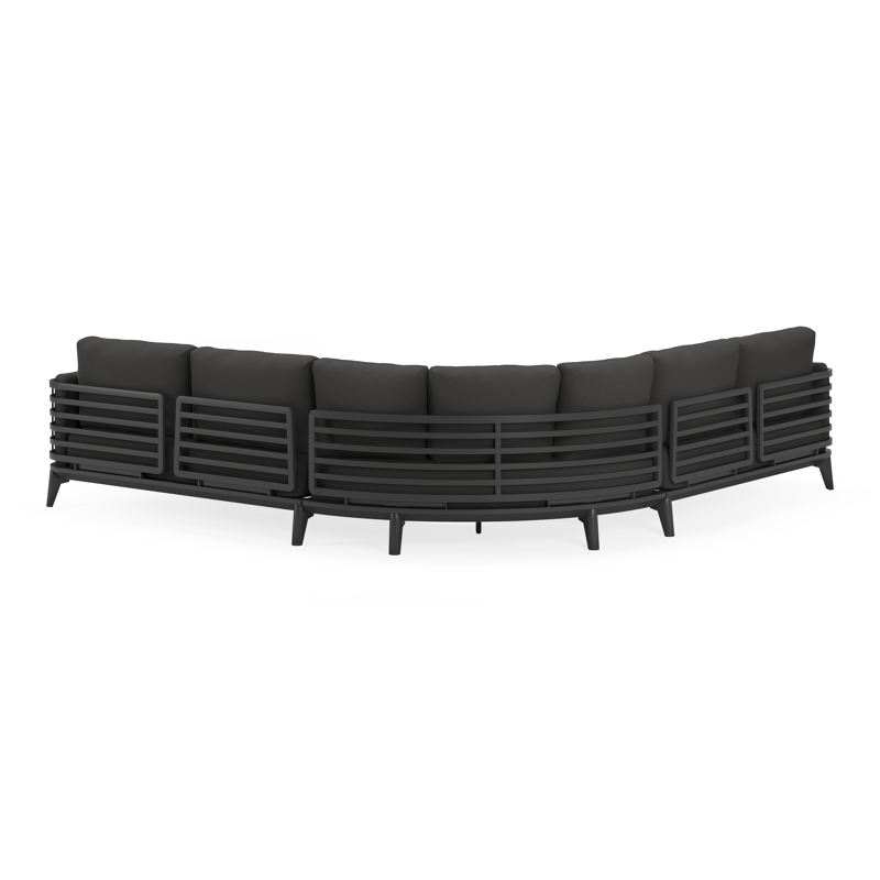 Mosa loungehoek in zwart aluminium met natte sooty all weather sunbrella® premium kussens