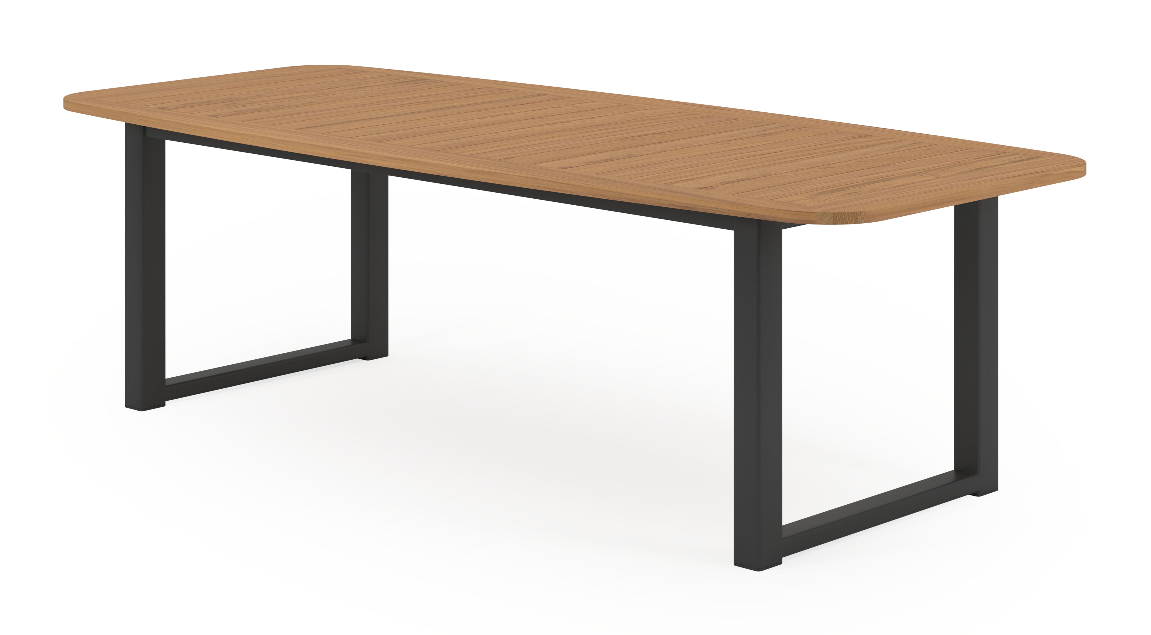 Table de jardin Livo en aluminium noir et teck - Lg. 250 x Lrg. 110 x Haut. 73 cm