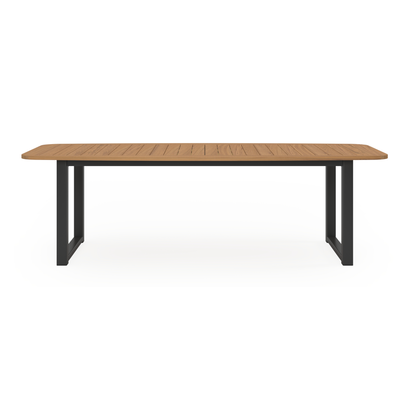 Table de jardin Livo en aluminium noir et teck - Lg. 250 x Lrg. 110 x Haut. 73 cm