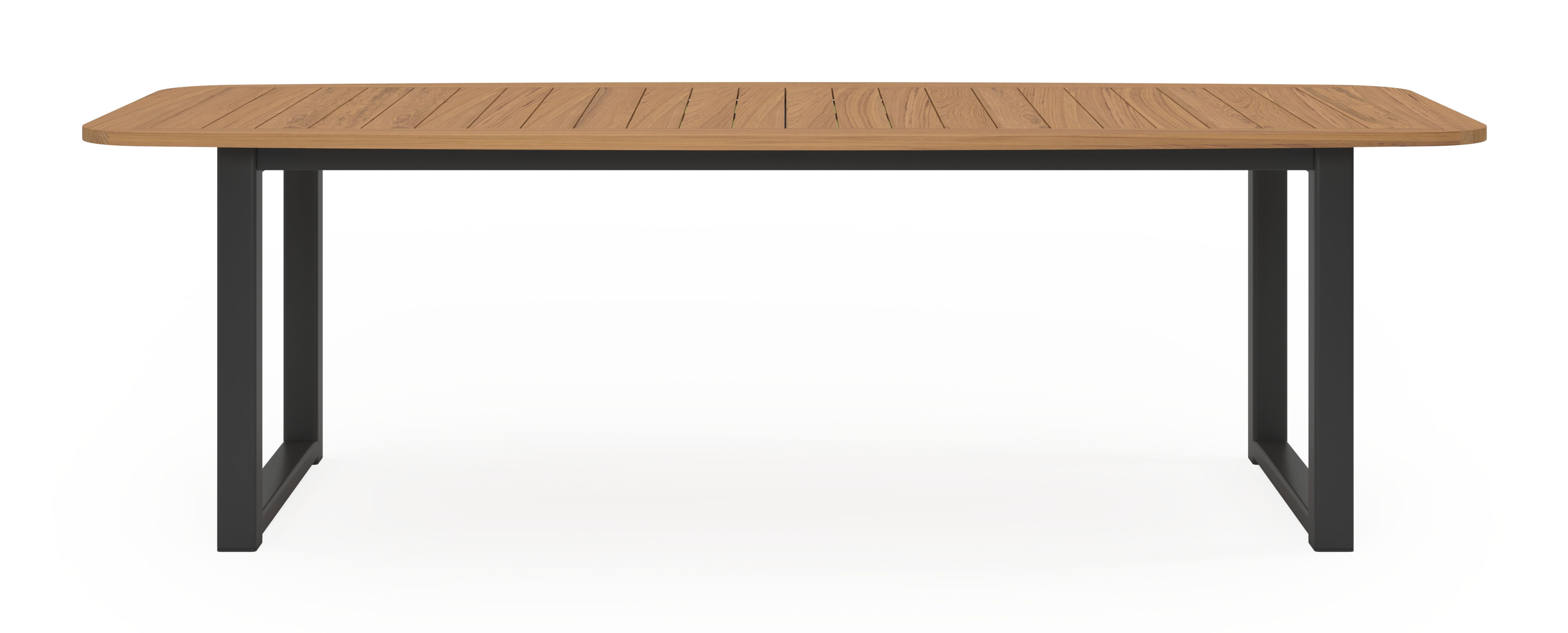Table de jardin Livo en aluminium noir et teck - Lg. 250 x Lrg. 110 x Haut. 73 cm