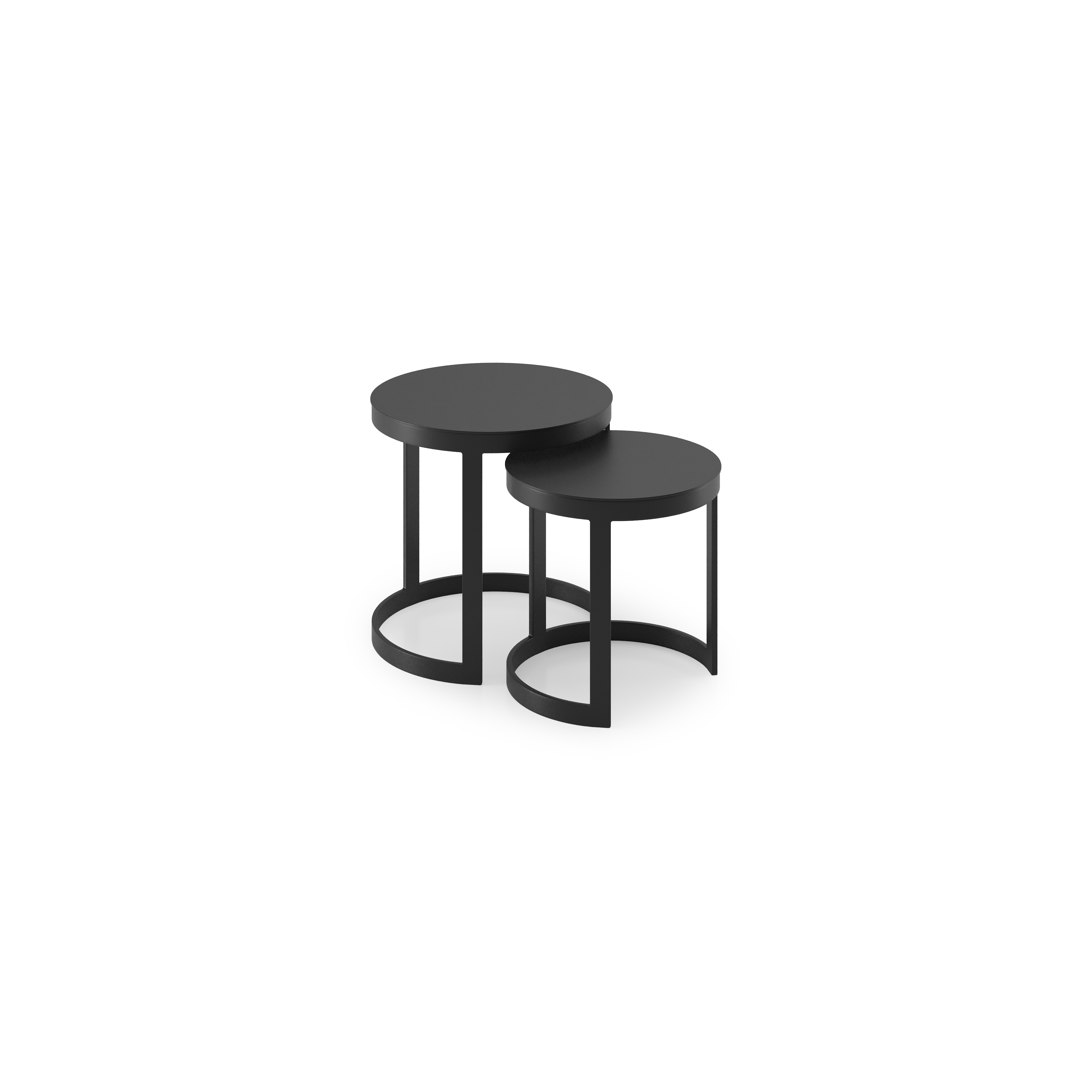 Enna bijzettafels in zwart aluminium - Tafel 1 Dia. 44 x H 46 cm Tafel 2 Dia. 52 x H 52 cm