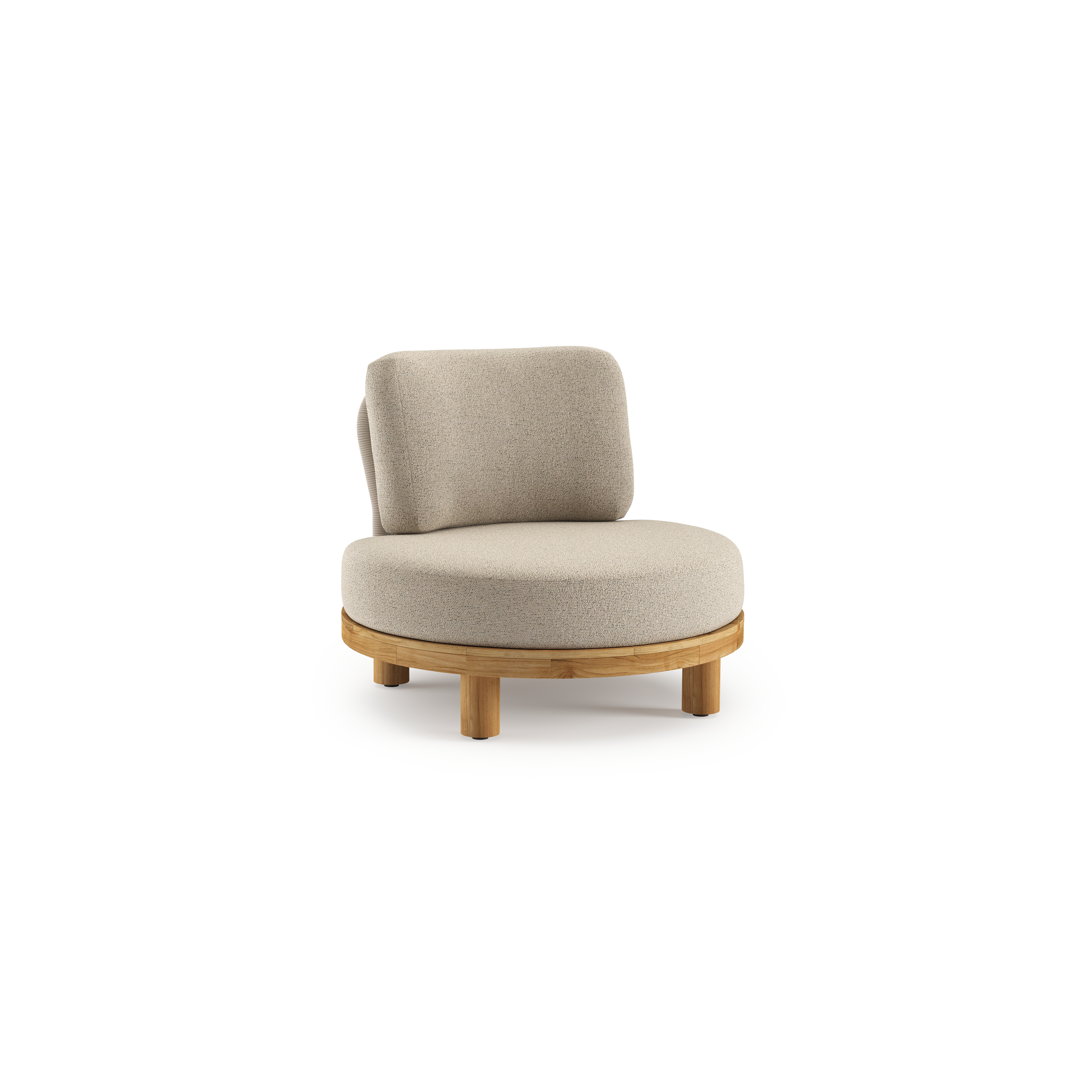 Donato loungestoel 1-zit in teak met marbella beige all weather Casettica kussen