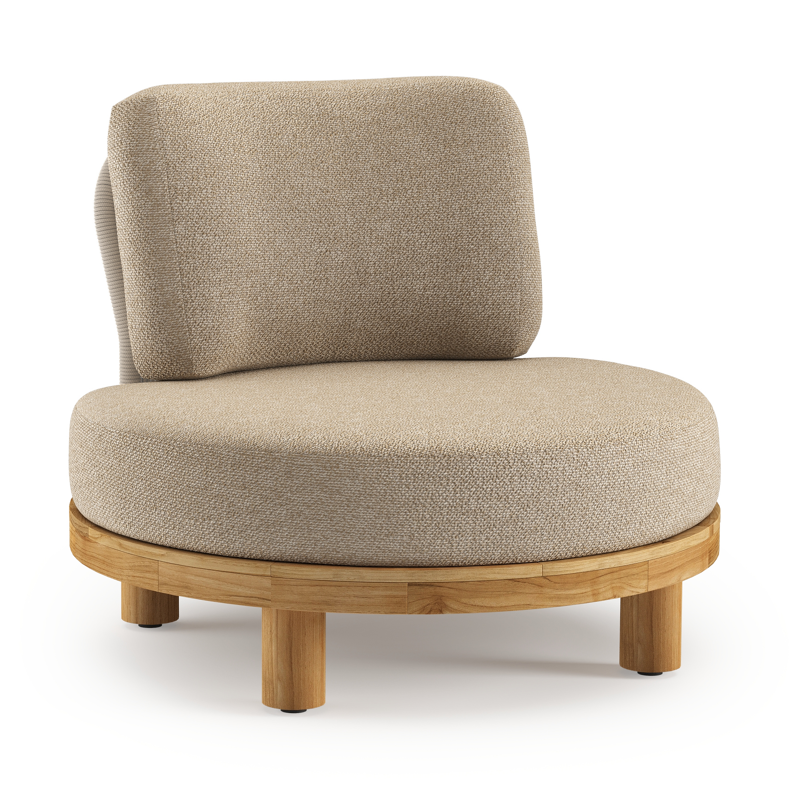 Donato loungestoel 1-zit in teak met madagascar oak all weather Casettica kussen
