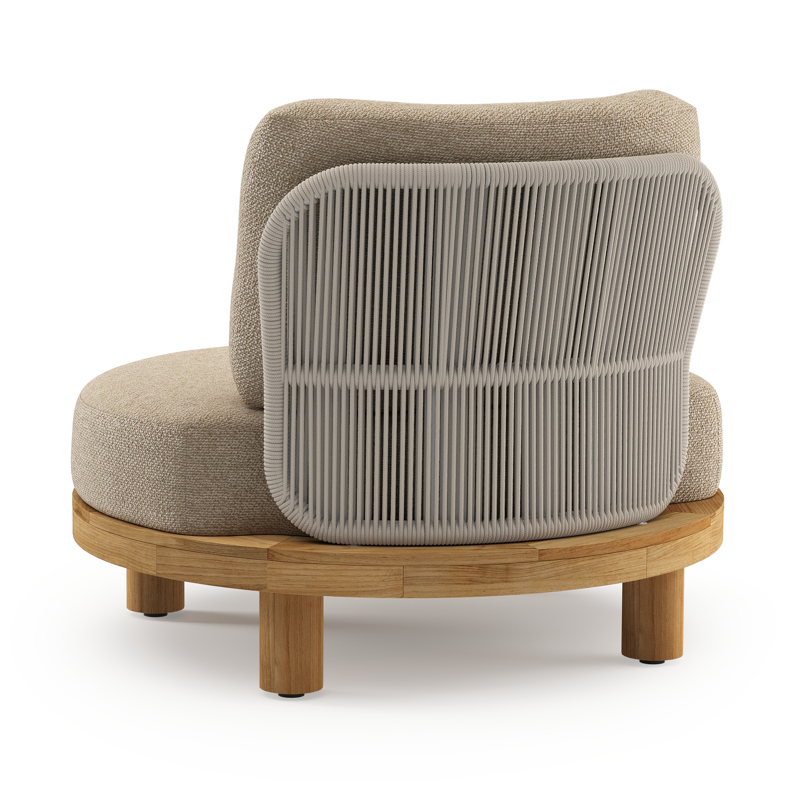Donato loungestoel 1-zit in teak met madagascar oak all weather Casettica kussen