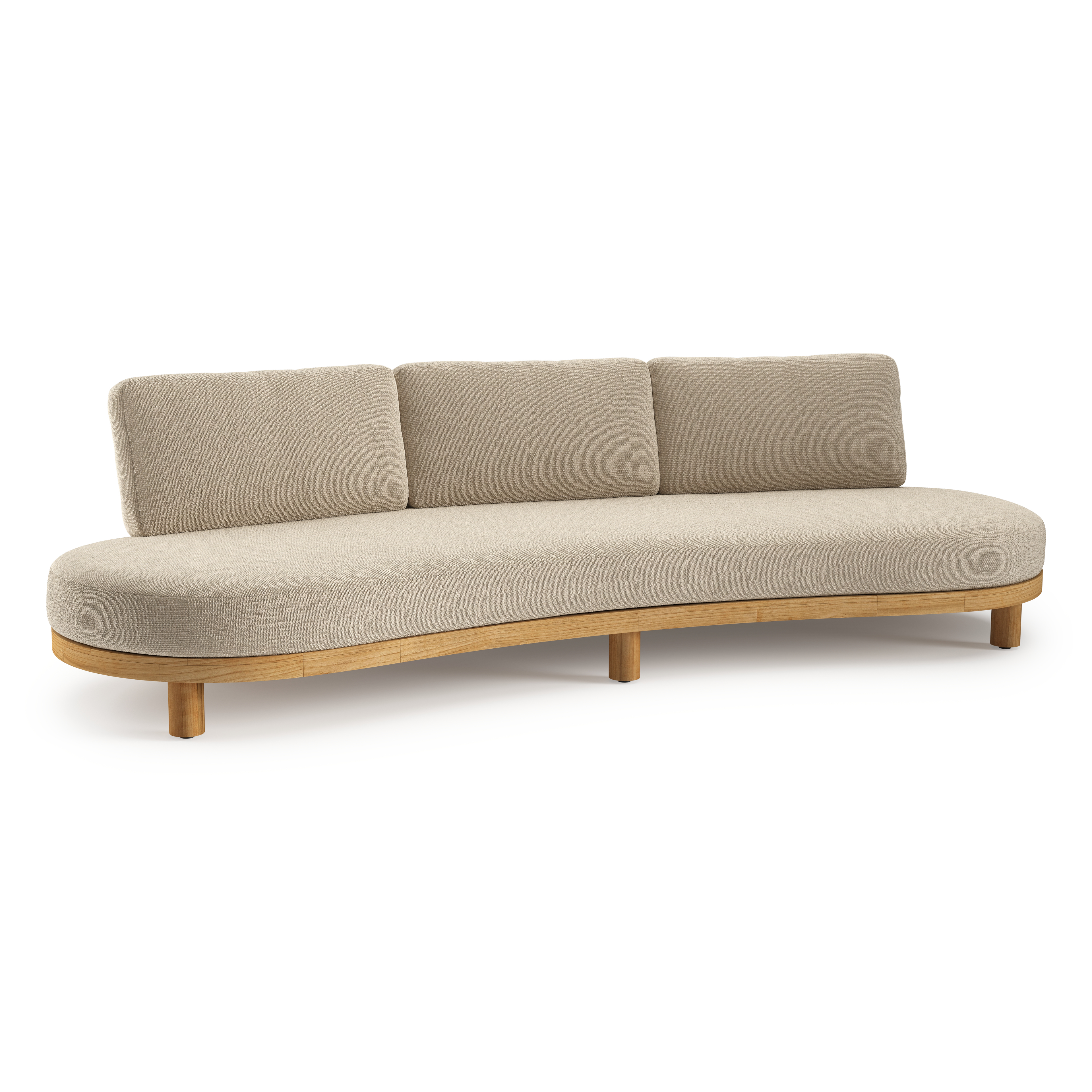Donato loungebank 3-zit in teak met althea chalk all weather Casettica kussen
