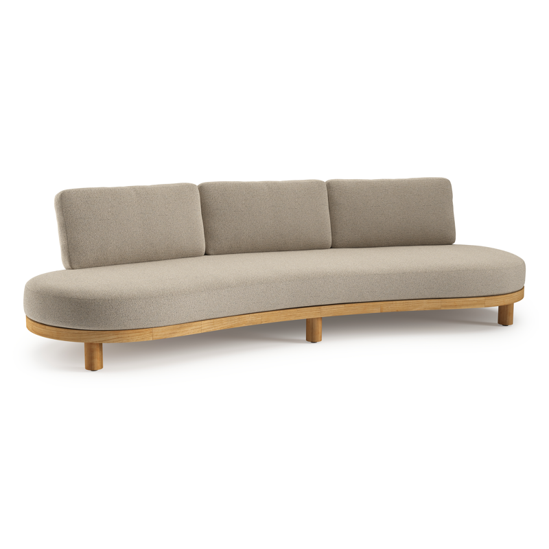 Donato loungebank 3-zit in teak met marbella beige all weather Casettica kussen