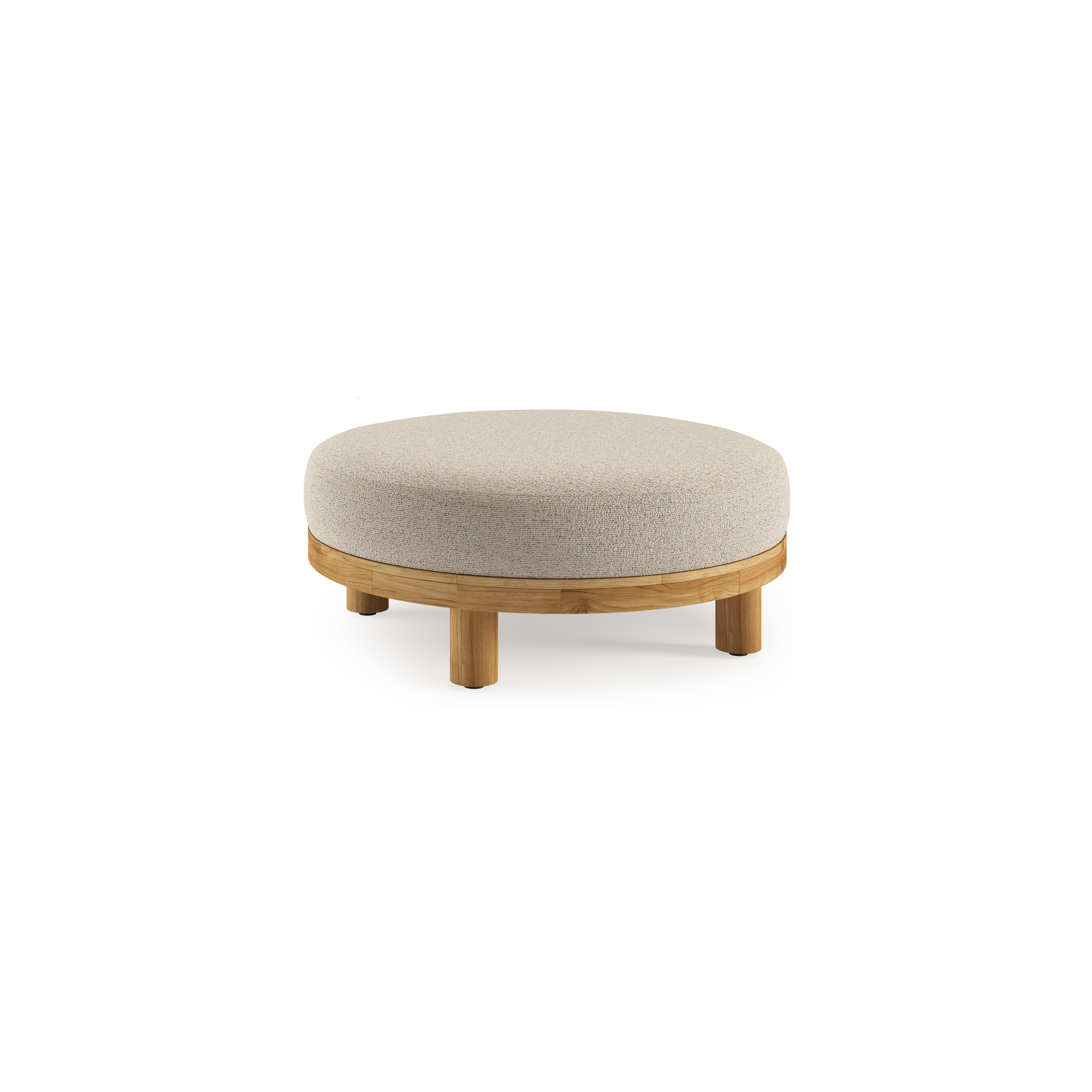 Donato poef in teak teakmet marbella beige all weather cosytica kussen