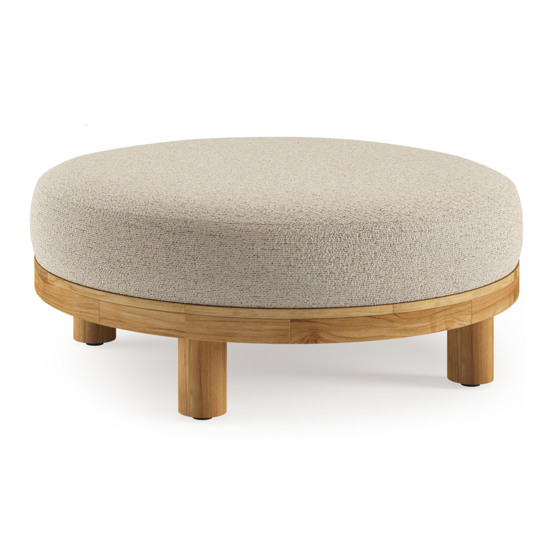 Donato poef in teak teakmet marbella beige all weather cosytica kussen