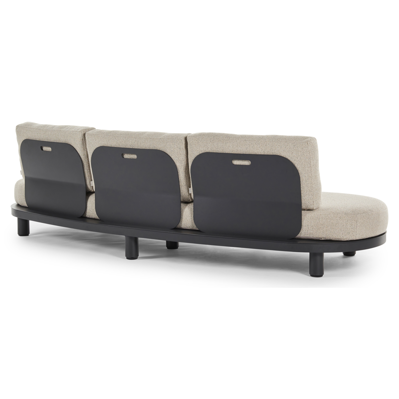 Donato loungeset in zwart aluminium met marbella beige All Weather Cosytica kussens