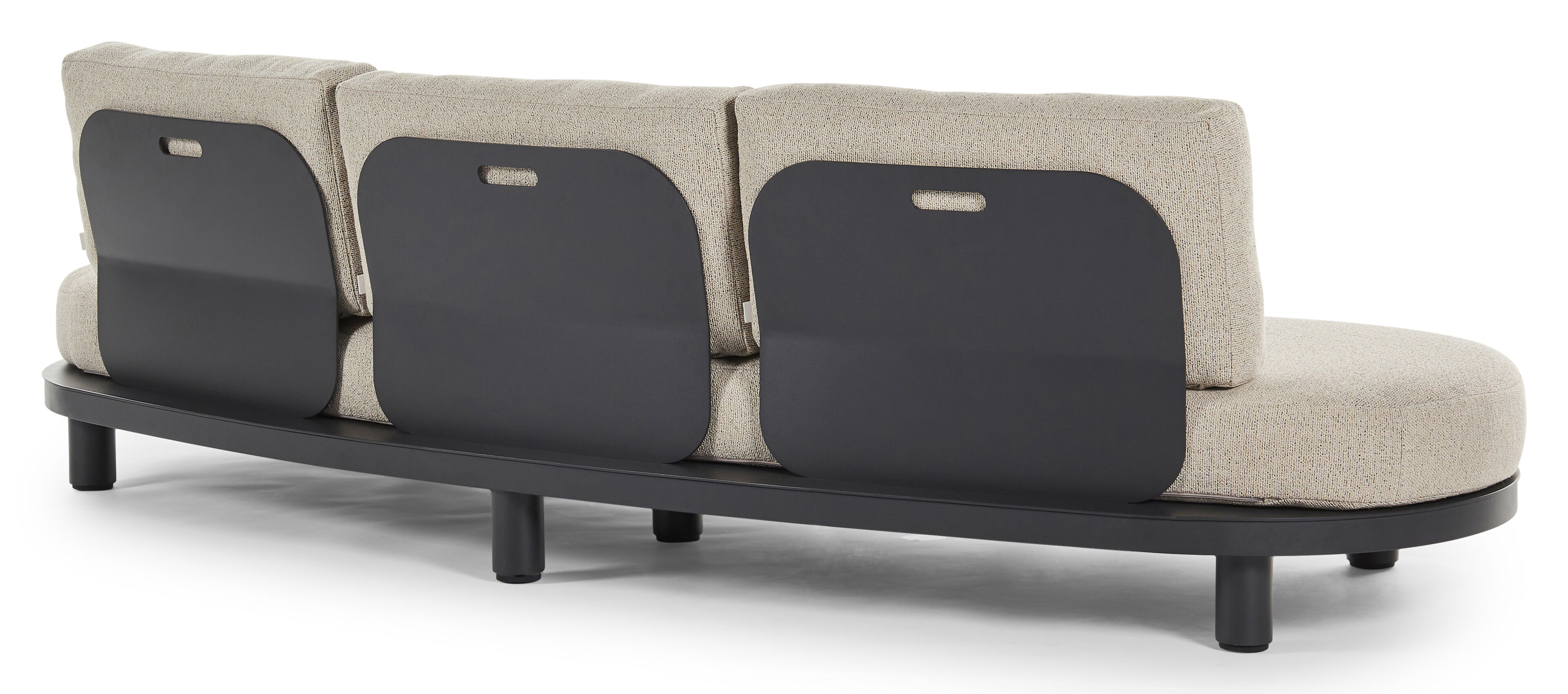 Donato loungeset in zwart aluminium met marbella beige All Weather Cosytica kussens