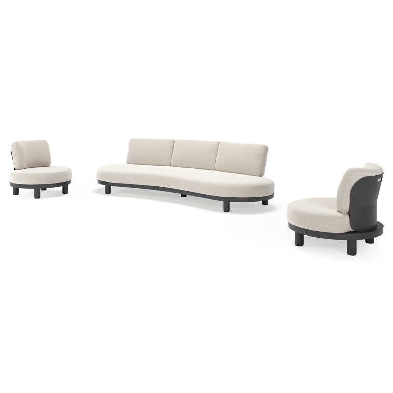 Donato loungeset in zwart aluminium met all weather solica Firenze Natural kussen