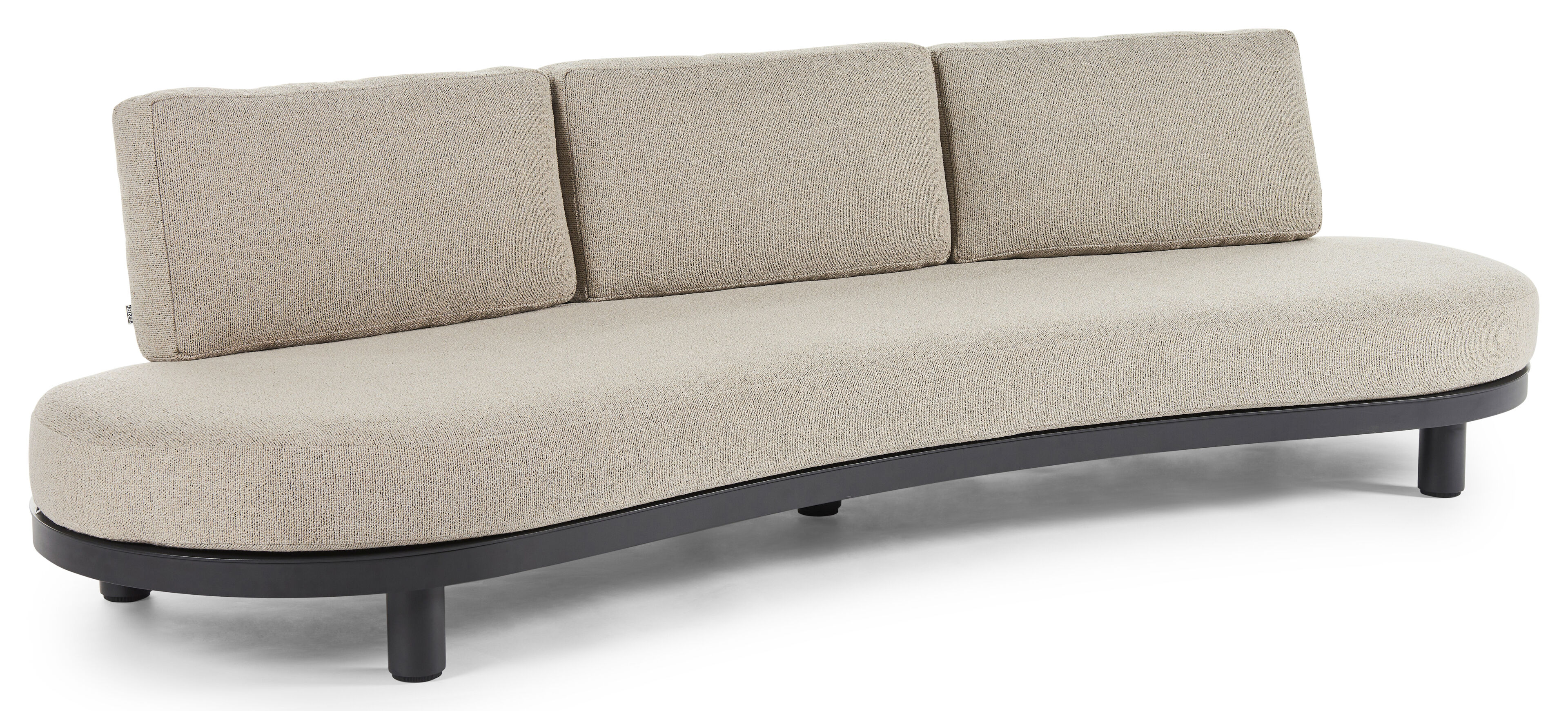 Donato organische loungebank 3-zit in zwart aluminium met marbella beige all weather Casettica kussen