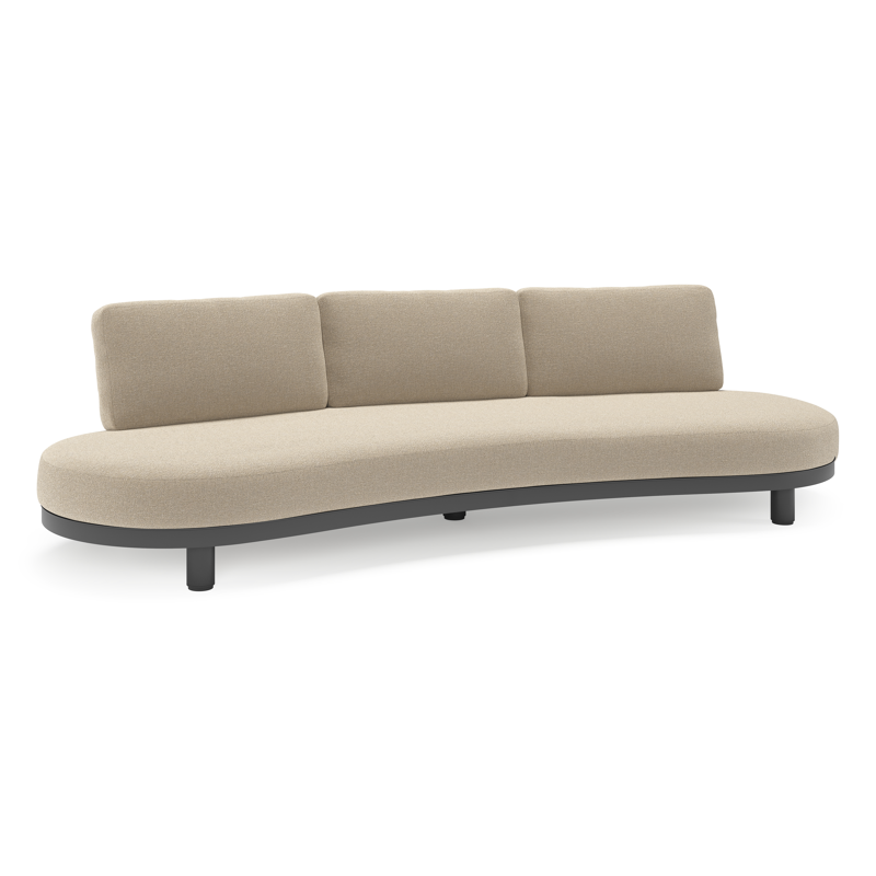 Donato loungebank in zwart aluminium met all weather cosytica Marbella Sand kussen