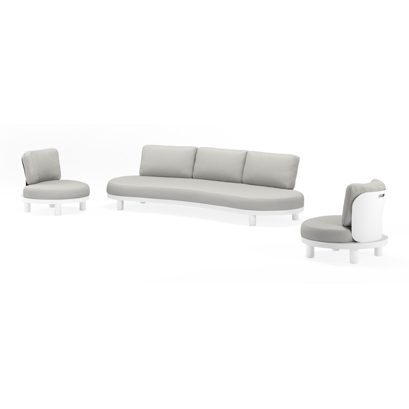 Donato loungeset in wit aluminium met savane nimbus all weather sunbrella® luxe kussens