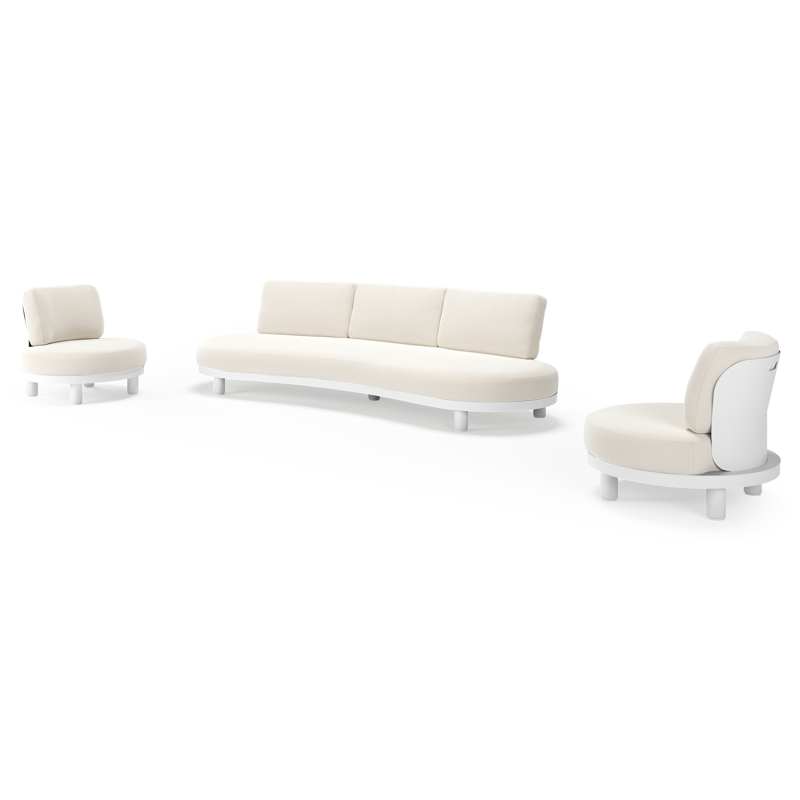 Donato loungeset in wit aluminium met all weather sunbrella® luxe Savane White kussen