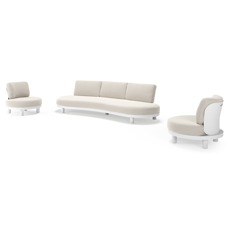 Donato loungeset in wit aluminium met all weather solica Firenze Natural kussen