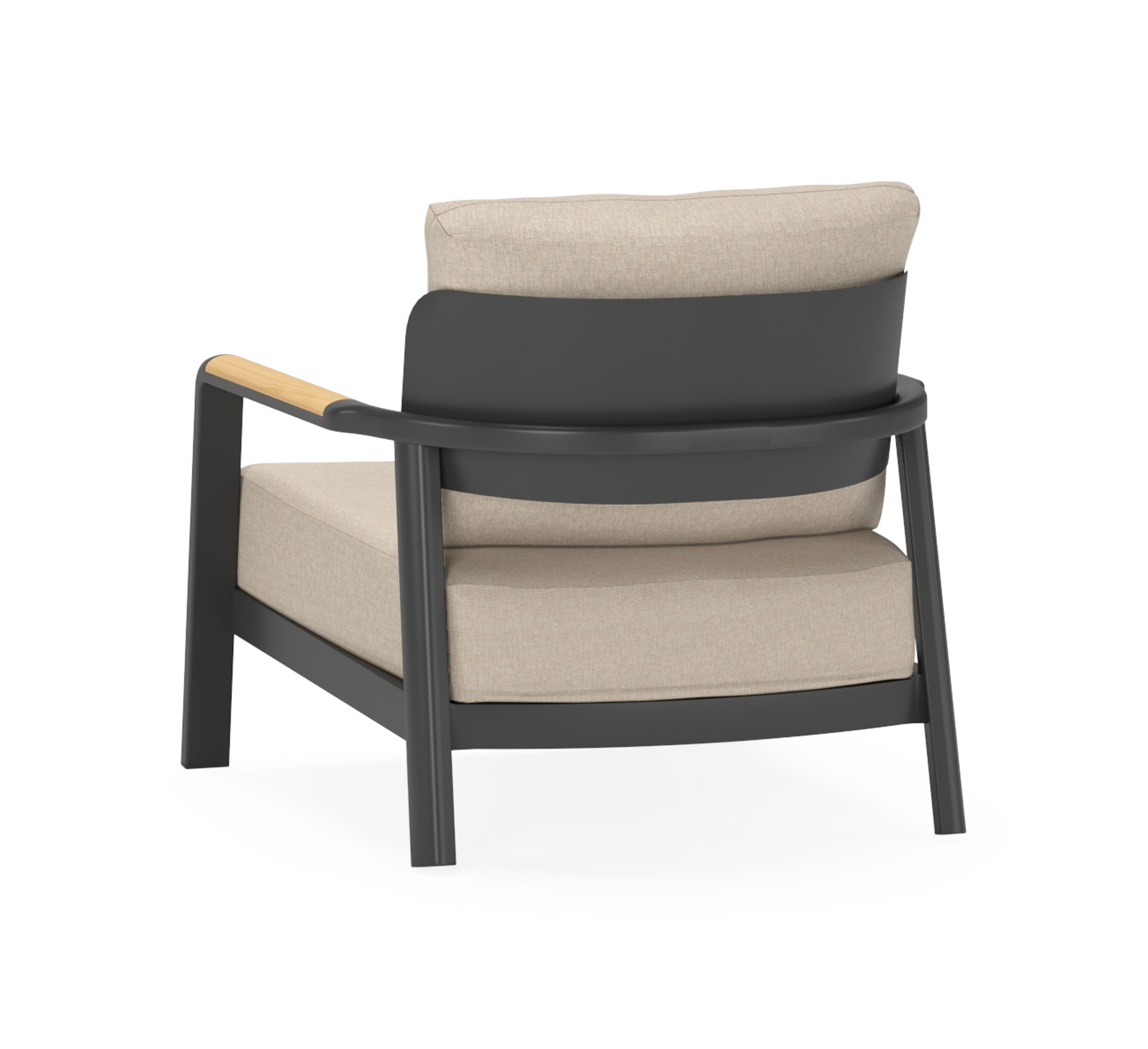 Salamanca loungestoel 1-zit in zwart aluminium en teak met desert weather+ softtouch kussen