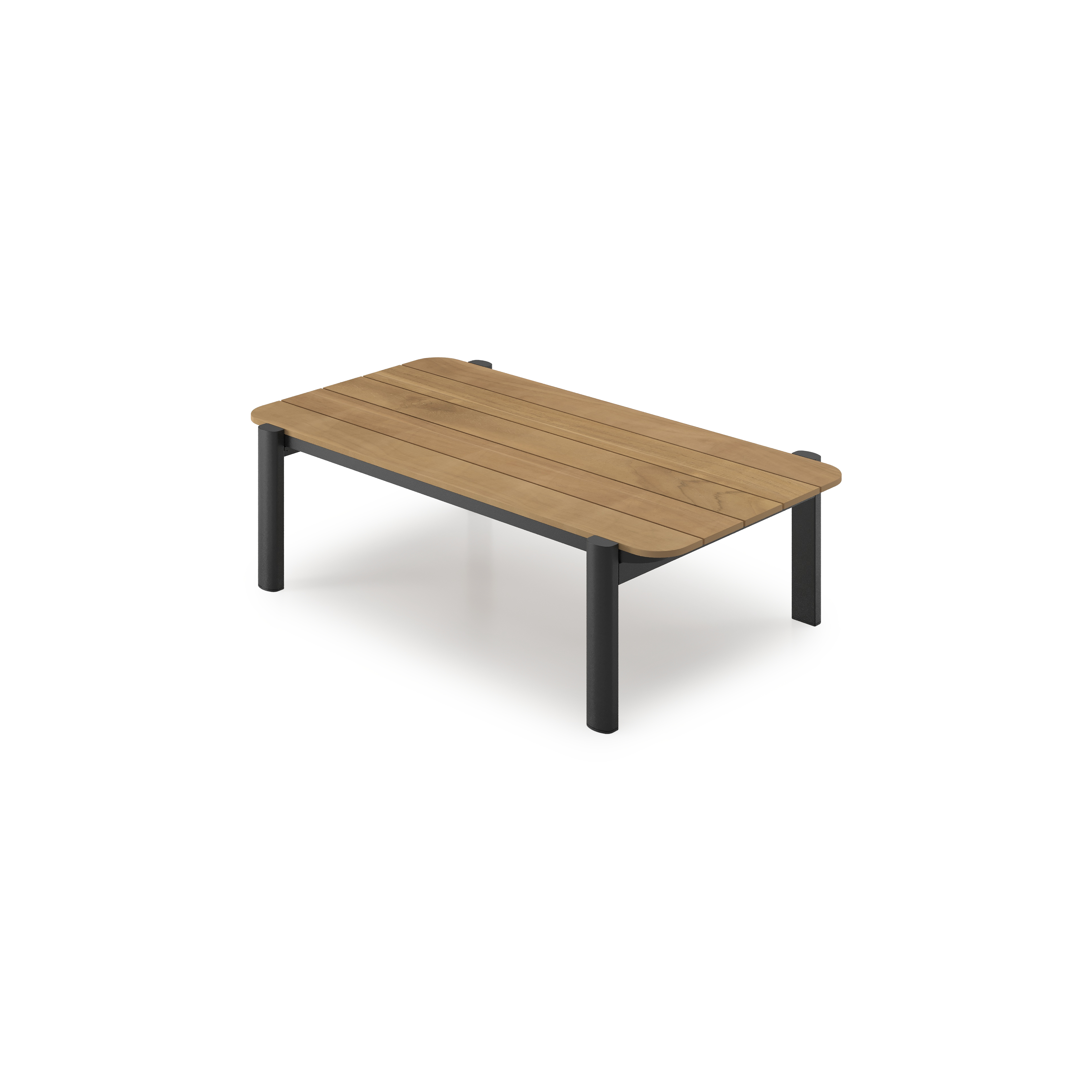 Salamanca loungetafel in zwart aluminium en teak - L 120 x B 68 x H 34 cm