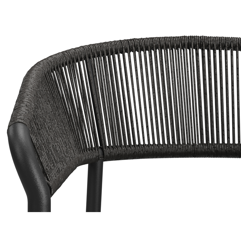 Zamora tuinstoel in zwart aluminium en gedraaide ronde wicker met kussen in sky black All Weather Olefin