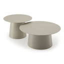 Set van 2 Avila loungetafels in beige aluminium - Dia. 90 x H 36 cm, Dia. 70 x H 42 cm