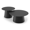 Set van 2 Avila loungetafels in zwart aluminium - Dia. 90 x H 36 cm, Dia. 70 x H 42 cm