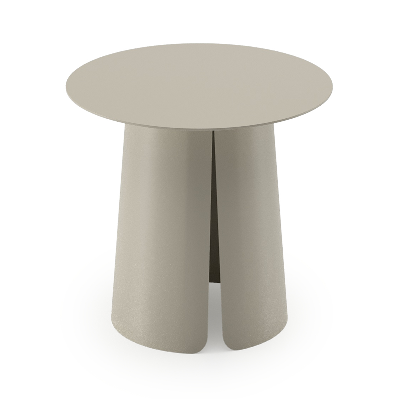 Avila bijzettafel in beige aluminium - Dia. 45 x H 39 cm