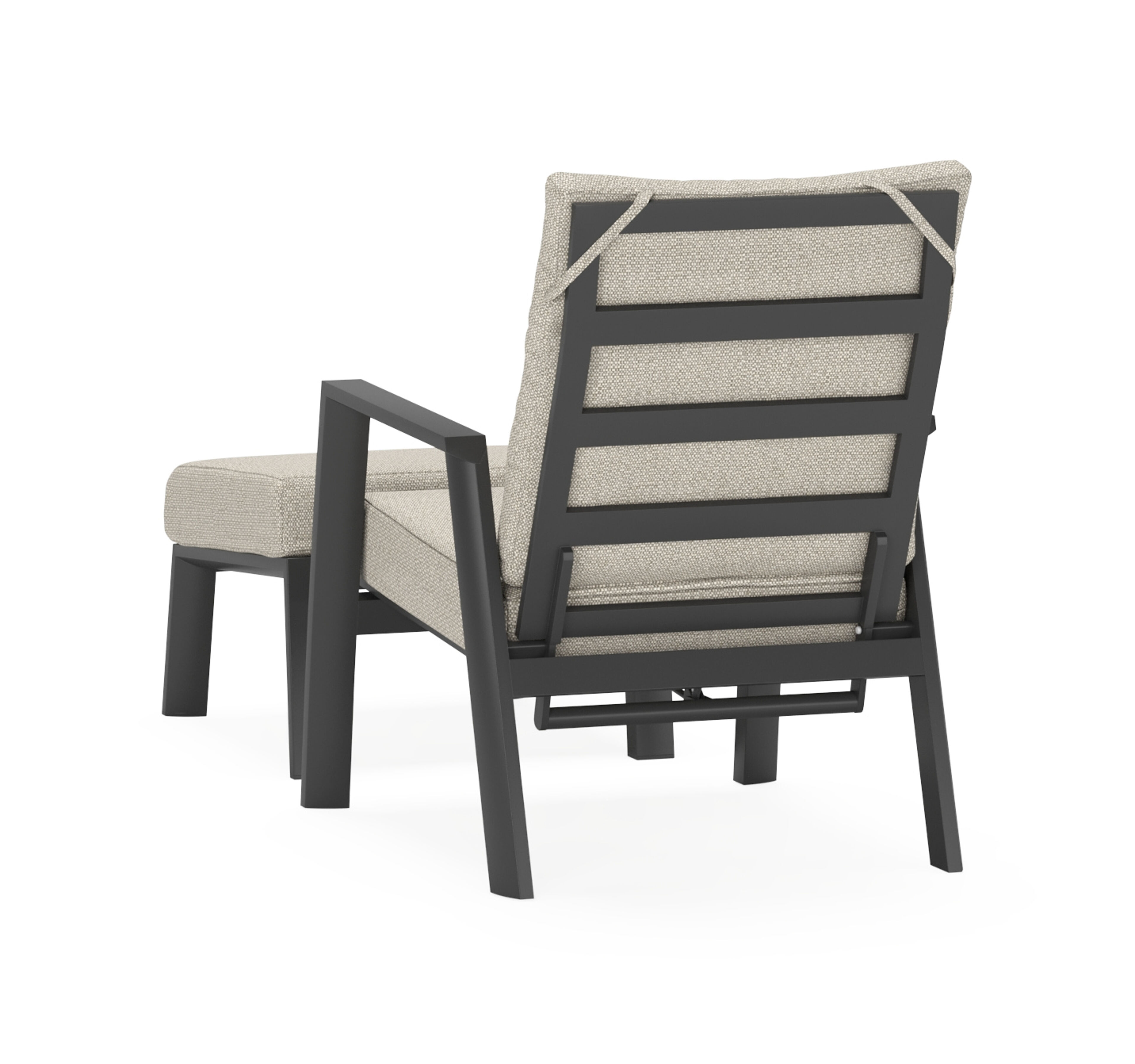 Avila loungestoel 1-zit + poef in zwart aluminium met twilight granite weather+ softtouch kussen