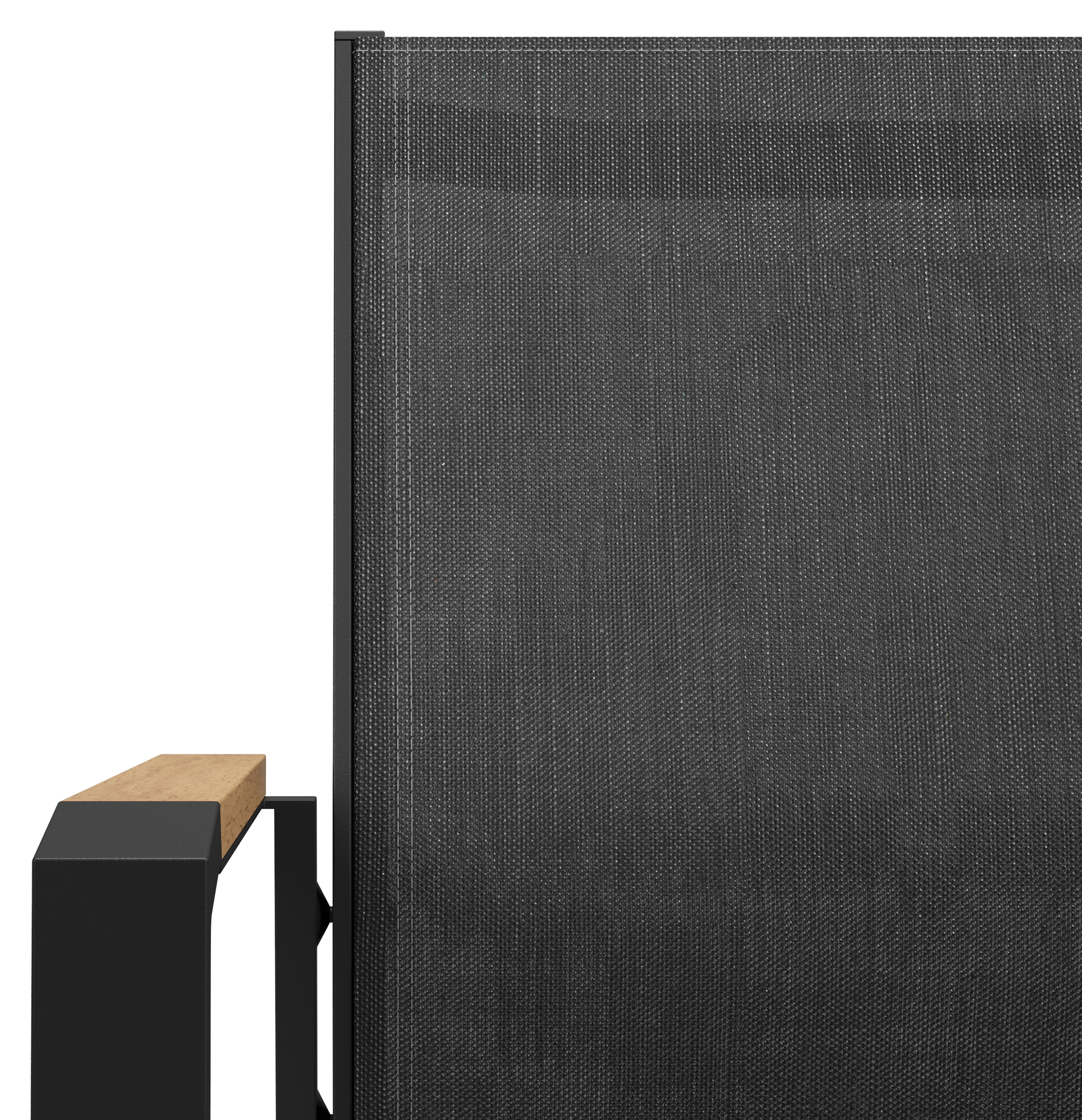 Bahia tuinstoel in zwart aluminium en zwart textilene en polywood armleuning