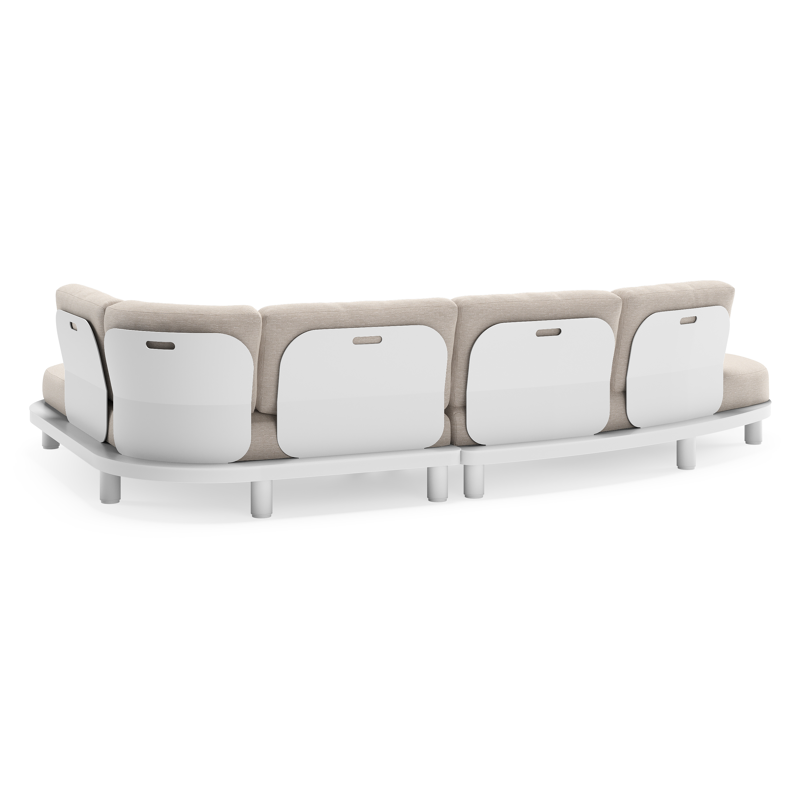 Salon de jardin d'angle Donato en aluminium blanc et coussins en all weather sunbrella® luxe Slow Farafra