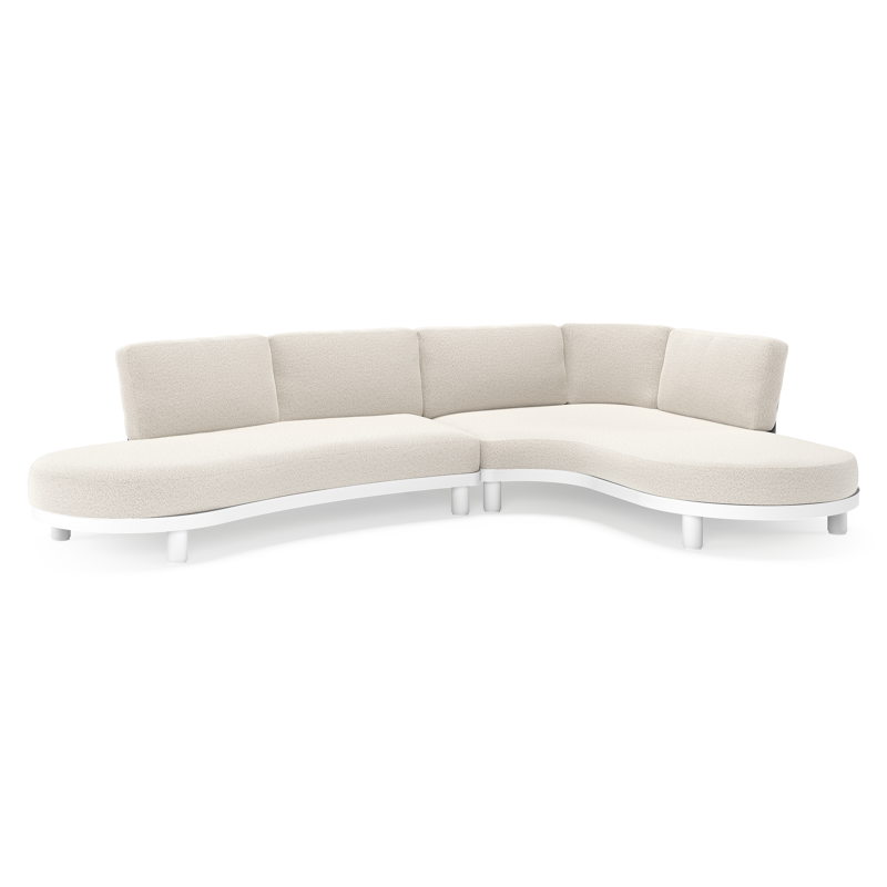 Donato loungehoek in wit aluminium met all weather solica Firenze Natural kussen
