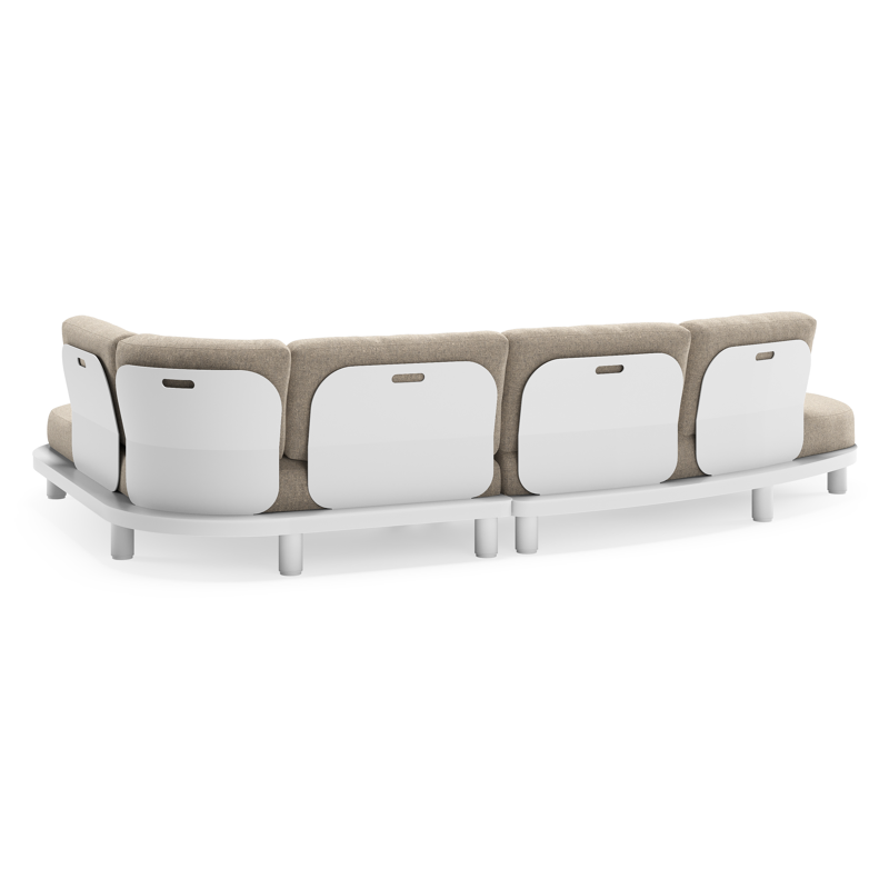 Salon de jardin d'angle Donato en aluminium blanc et coussins en all weather sunbrella® luxe Chartres Pewter