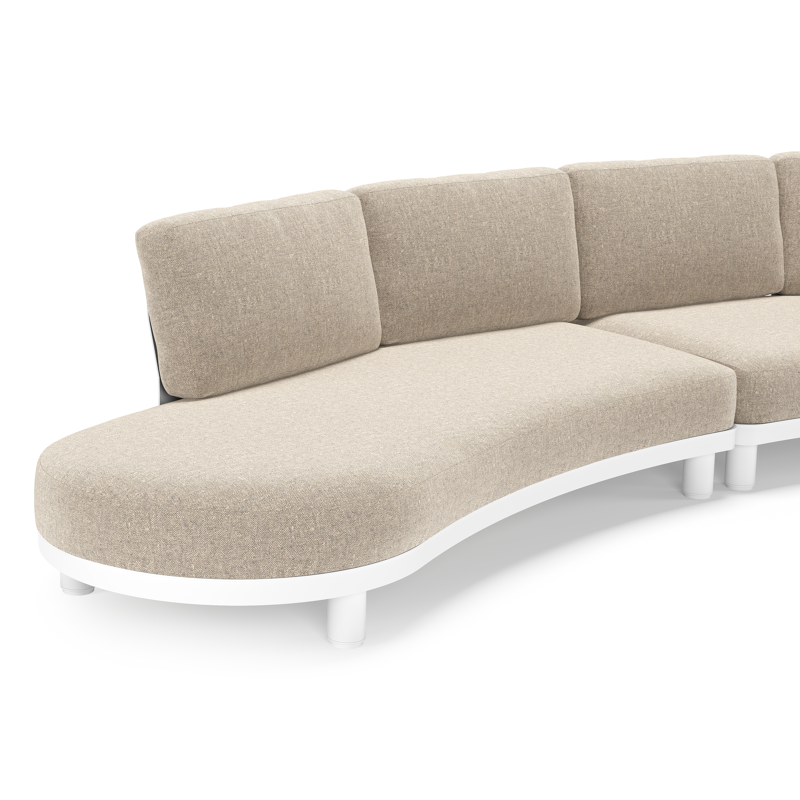Salon de jardin d'angle Donato en aluminium blanc et coussins en all weather sunbrella® luxe Chartres Pewter