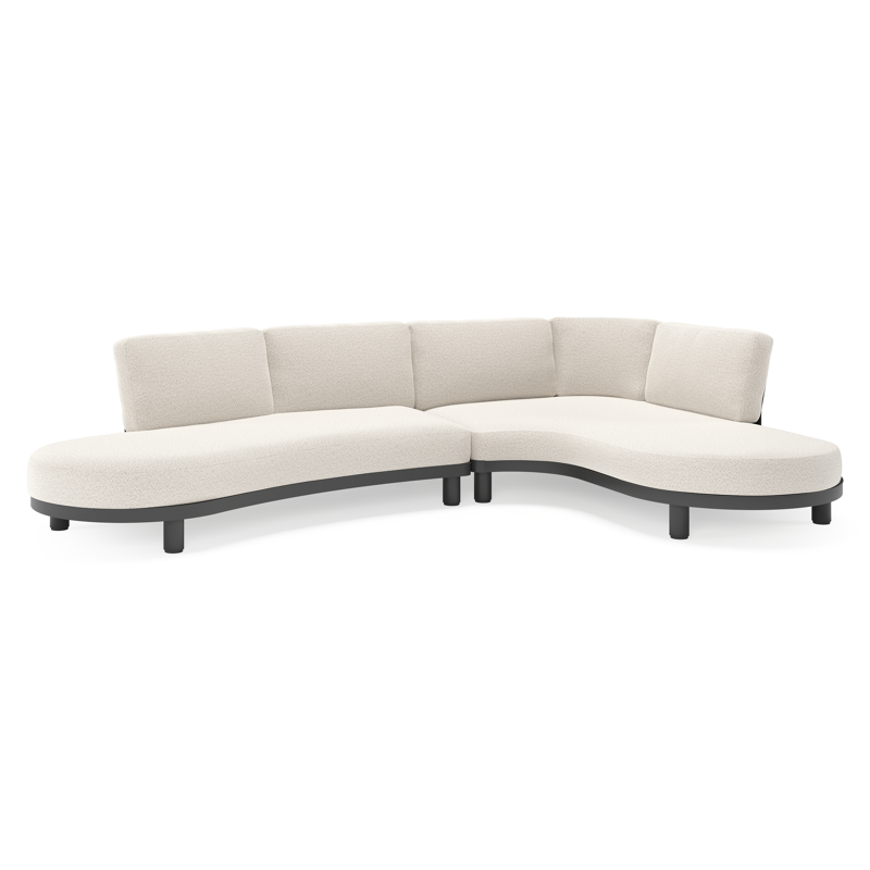 Donato loungehoek in zwart aluminium met all weather solica Firenze Natural kussen