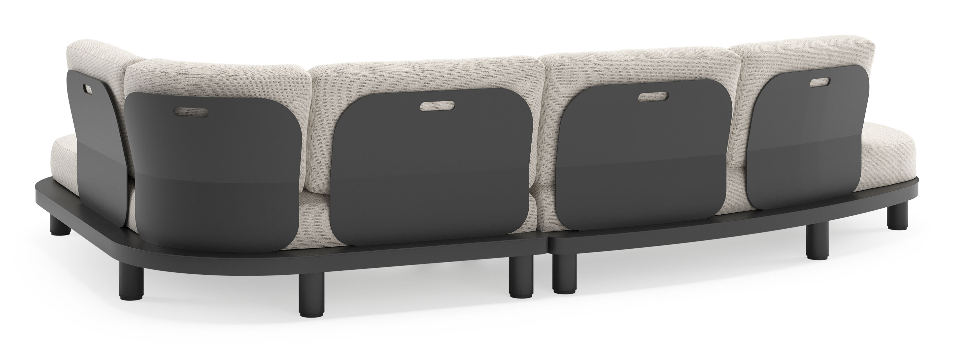 Donato loungehoek in zwart aluminium met all weather solica Firenze Natural kussen