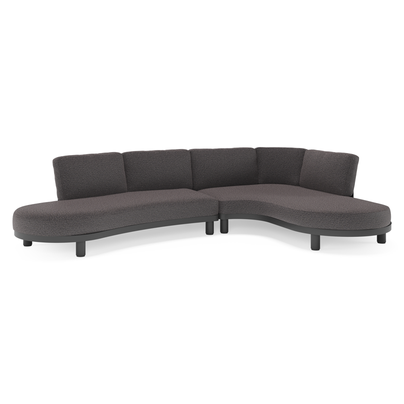 Salon de jardin d'angle Donato en aluminium noir et coussins en all weather solica Firenze Tunder