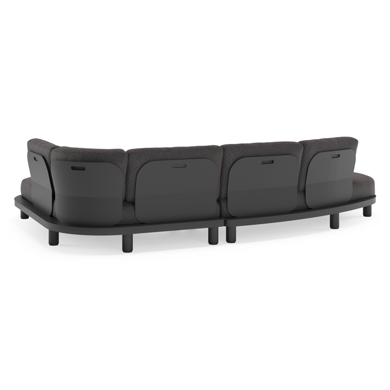 Salon de jardin d'angle Donato en aluminium noir et coussins en all weather solica Firenze Tunder