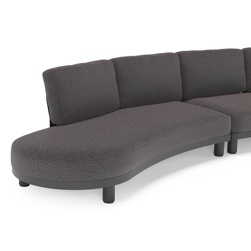 Salon de jardin d'angle Donato en aluminium noir et coussins en all weather solica Firenze Tunder